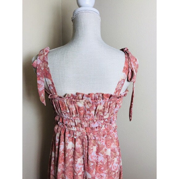 ASTR the Label Woman's Coral Rust Floral Halter Dress With Shoulder Straps Sz S - Picture 4 of 8